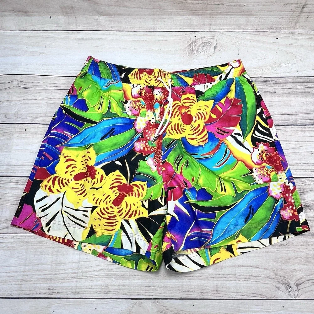 Vtg Polo Ralph Lauren Board Shorts Multicolored Kailua‎ Swim Trunks Surf Sz L